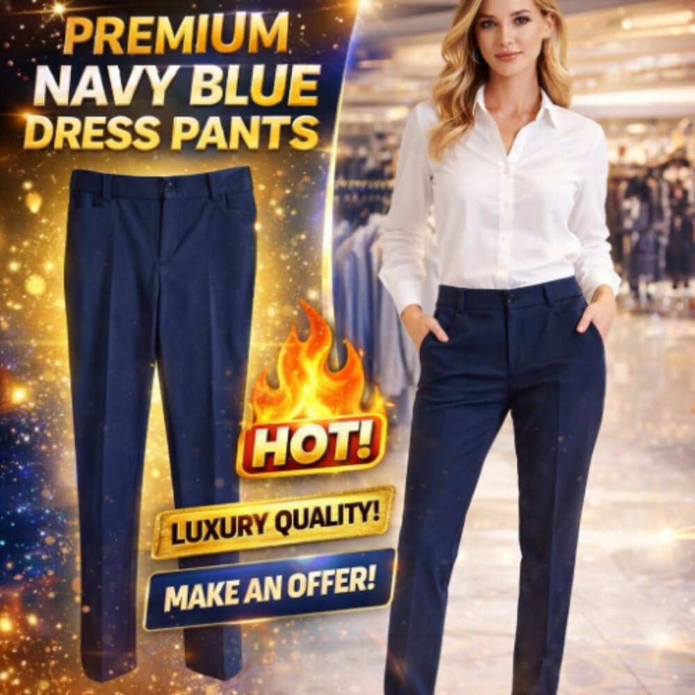 Christopher & Banks Easy Care Dark Blue Dress Pants Womens Size 4